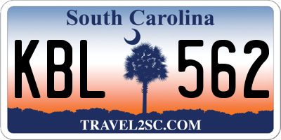 SC license plate KBL562