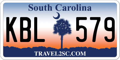 SC license plate KBL579
