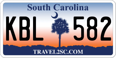 SC license plate KBL582
