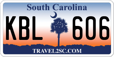 SC license plate KBL606