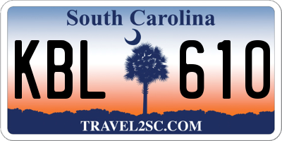 SC license plate KBL610