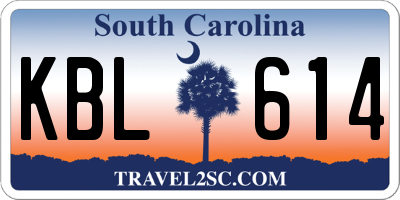 SC license plate KBL614