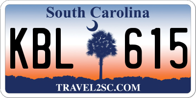 SC license plate KBL615