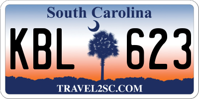 SC license plate KBL623