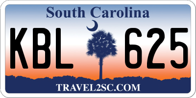 SC license plate KBL625