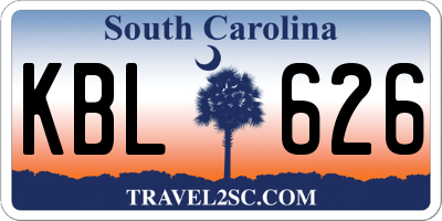 SC license plate KBL626