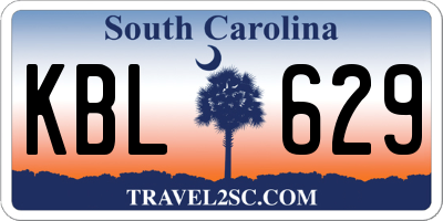 SC license plate KBL629