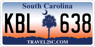 SC license plate KBL638