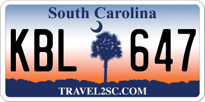 SC license plate KBL647