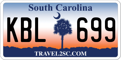 SC license plate KBL699