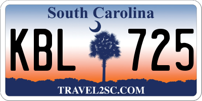 SC license plate KBL725