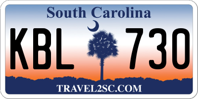 SC license plate KBL730