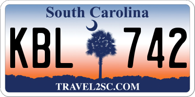 SC license plate KBL742