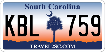 SC license plate KBL759