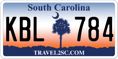 SC license plate KBL784
