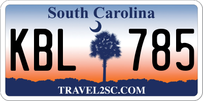 SC license plate KBL785