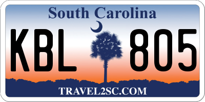 SC license plate KBL805