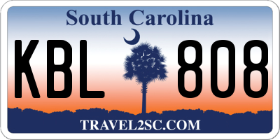 SC license plate KBL808