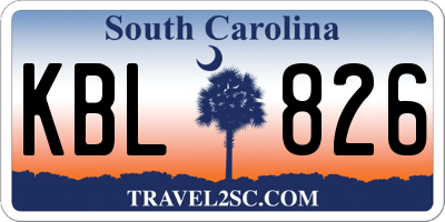 SC license plate KBL826