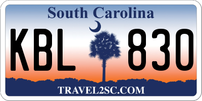 SC license plate KBL830
