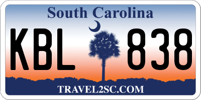 SC license plate KBL838