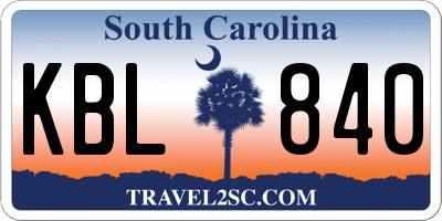 SC license plate KBL840