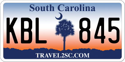 SC license plate KBL845