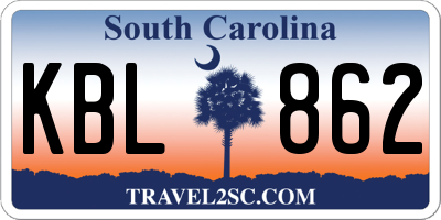 SC license plate KBL862