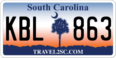 SC license plate KBL863
