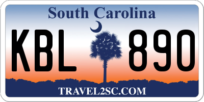 SC license plate KBL890