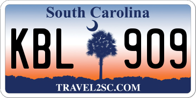 SC license plate KBL909