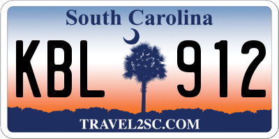 SC license plate KBL912