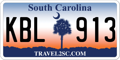 SC license plate KBL913