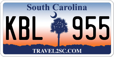 SC license plate KBL955