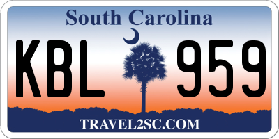 SC license plate KBL959