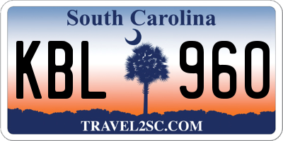 SC license plate KBL960