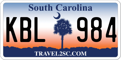 SC license plate KBL984