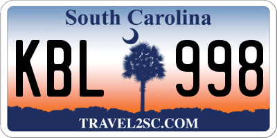 SC license plate KBL998