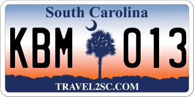 SC license plate KBM013
