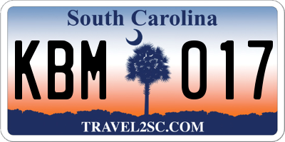 SC license plate KBM017