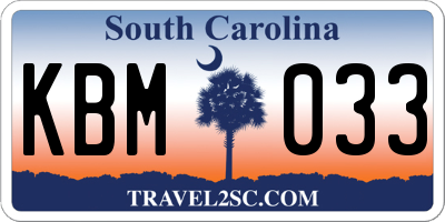 SC license plate KBM033