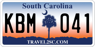 SC license plate KBM041