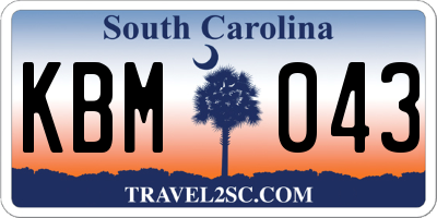 SC license plate KBM043
