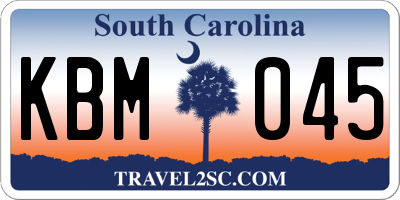 SC license plate KBM045