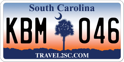 SC license plate KBM046