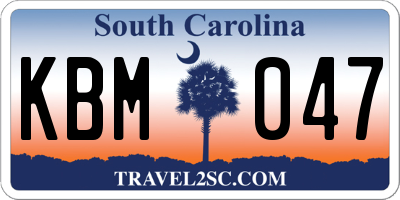 SC license plate KBM047