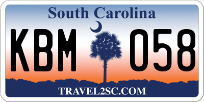 SC license plate KBM058
