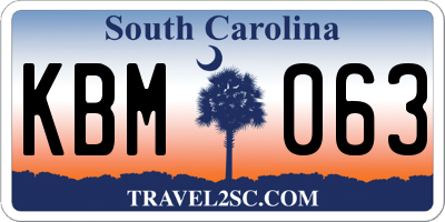 SC license plate KBM063