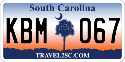 SC license plate KBM067