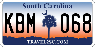 SC license plate KBM068